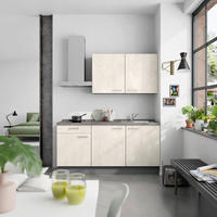 KÜCHENBLOCK Riva 180 cm  in Weiß, Schieferfarben  - Schieferfarben/Edelstahlfarben, MODERN, Holzwerkstoff/Metall (180cm) - Nobilia