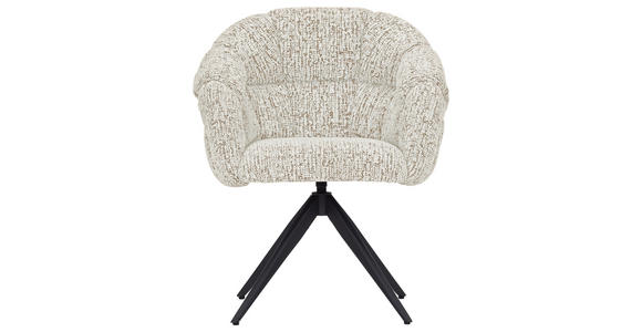 ARMLEHNSTUHL  Sitzfläche 360° drehbar Chenille  - Beige/Schwarz, Design, Textil/Metall (70/84/64cm) - Novel
