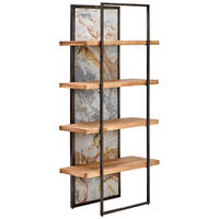 REGAL Sheesham Hartholz Grau, Sheeshamfarben  - Sheeshamfarben/Grau, KONVENTIONELL, Holz/Stein (90/180/40cm) - Livetastic