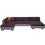 WOHNLANDSCHAFT in Textil Hellgrau, Violett - Chromfarben/Violett, Design, Textil/Metall (192/352/166cm) - Beldomo Style