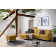 ECKSOFA in Webstoff Honig  165/257 cm  - Schwarz/Honig, Design, Kunststoff/Textil (165/257cm) - Xora