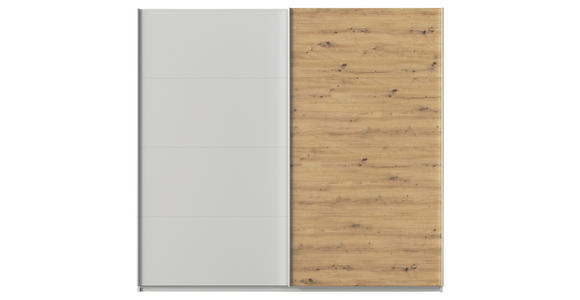 SCHWEBETÜRENSCHRANK  in Eiche Artisan, Seidengrau  - Seidengrau/Alufarben, KONVENTIONELL, Holzwerkstoff/Metall (225/210/62cm) - Xora