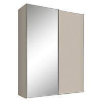 SCHWEBETÜRENSCHRANK Sandfarben  - Sandfarben/Alufarben, Design, Glas/Holzwerkstoff (188/222/68cm) - Moderano