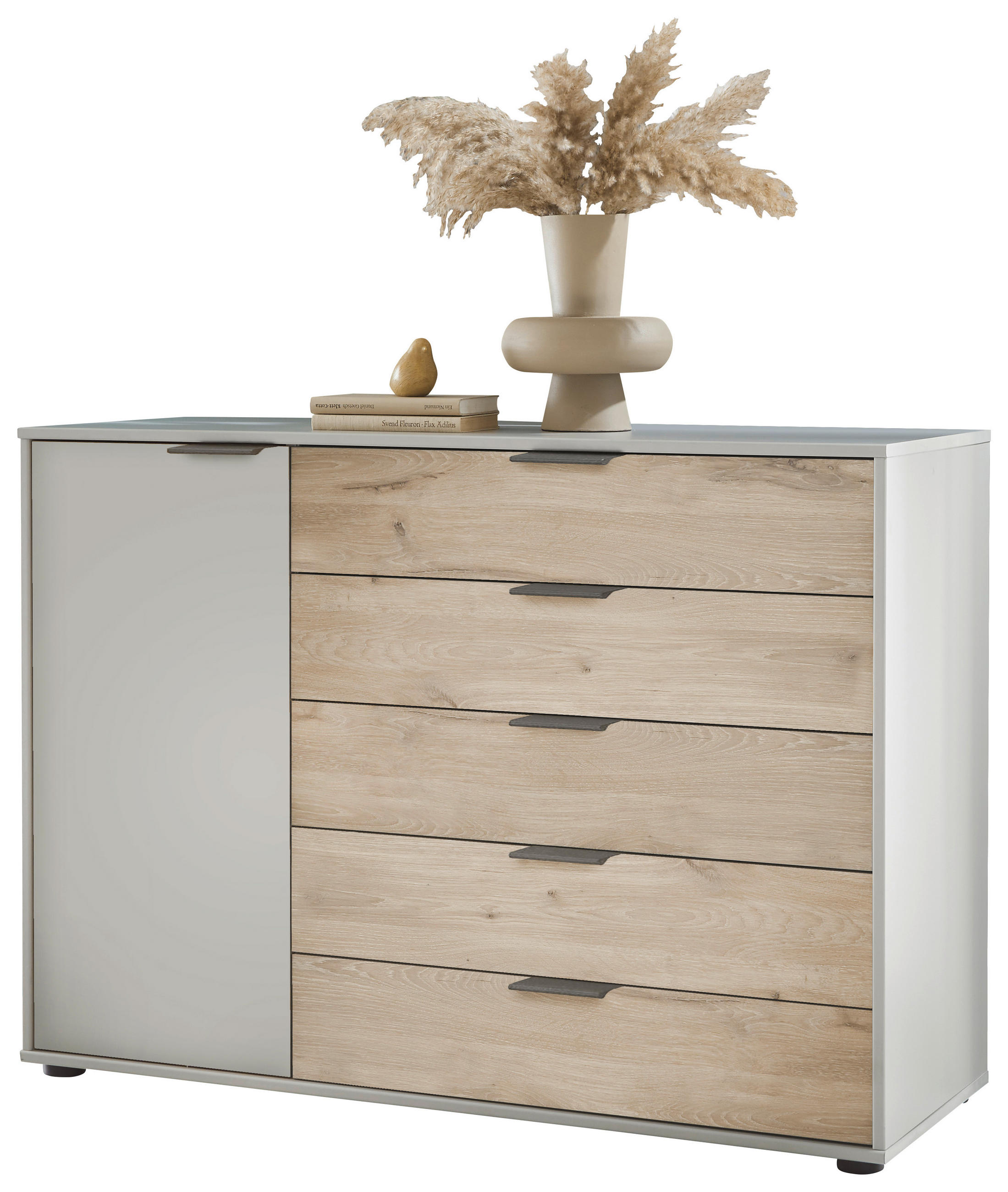 KOMMODE 120/86/43 cm Eichefarben, Hellgrau  - Schieferfarben/Eichefarben, Konventionell, Holzwerkstoff/Kunststoff (120/86/43cm) - Novel