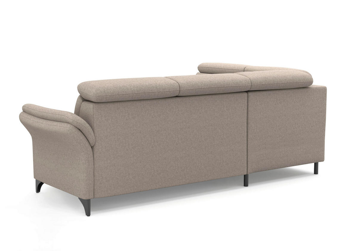 ECKSOFA GLENDALE E Taupe Flachgewebe  - Taupe/Schwarz, KONVENTIONELL, Textil/Metall (193/247cm) - Sit & More