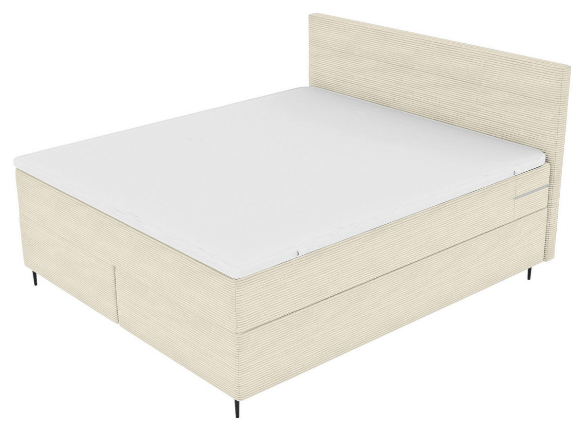 BOXSPRINGBETT 180/200 cm  in Beige  - Beige/Schwarz, KONVENTIONELL, Textil/Metall (180/200cm) - Boxxx