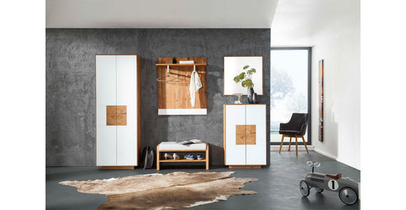 SCHUHSCHRANK  in 72/198/37 cm  - Eichefarben/Weiß, MODERN, Glas/Holz (72/198/37cm) - Linea Natura