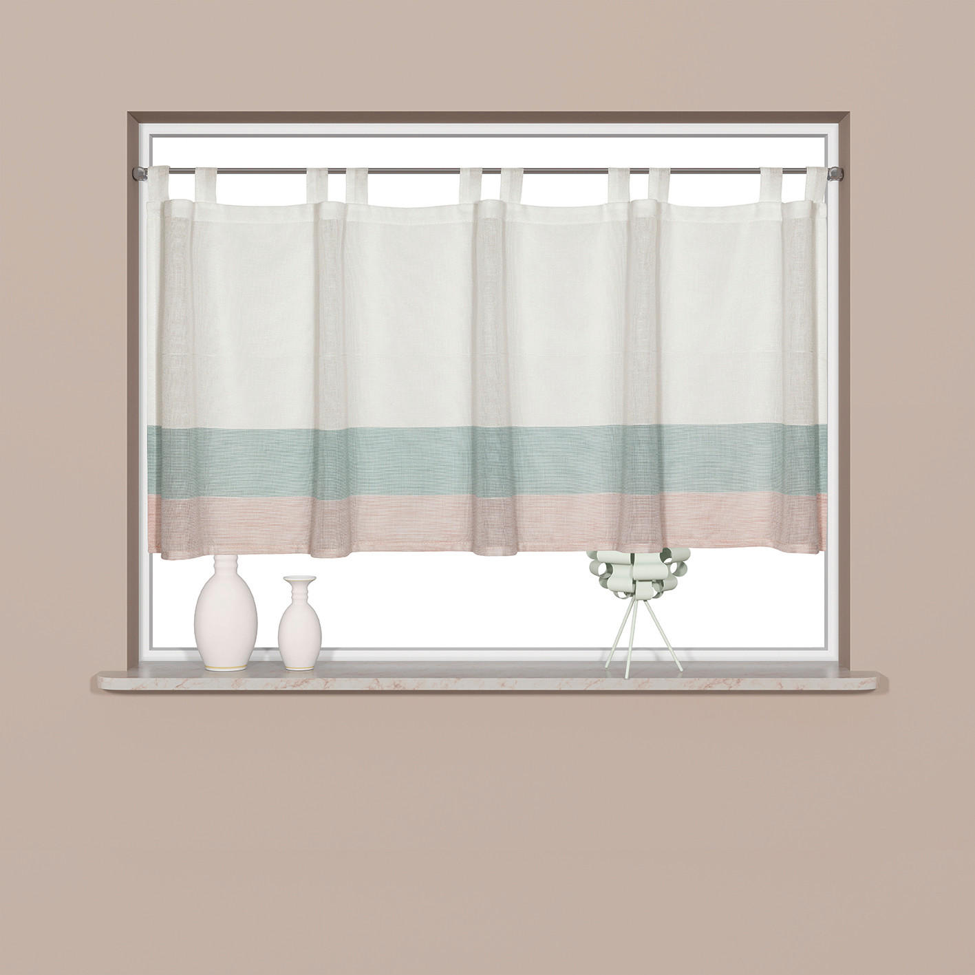 KURZGARDINE   140/50 cm   - Hellrosa/Weiß, Basics, Textil (140/50cm)