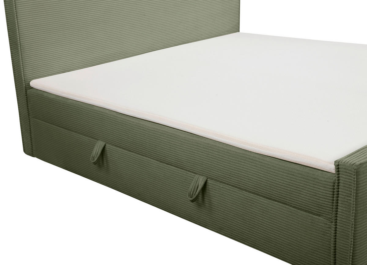 BOXBETT 180/200 cm,  in Grün, gepolstertes Kopfteil, Bettkasten, Topper, Matratzen, H3 + H3 = fest  - Schwarz/Grün, Basics, Kunststoff/Textil (180/200cm) - Chameo