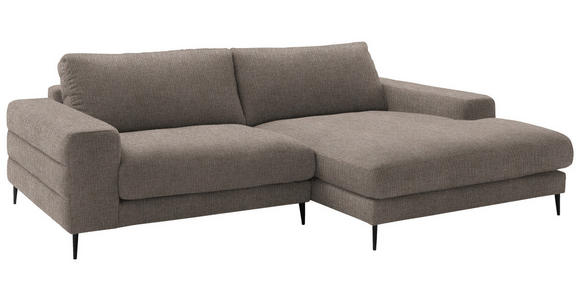 ECKSOFA  in Flachgewebe Taupe  253/177 cm  - Taupe/Schwarz, Design, Textil/Metall (253/177cm) - Dieter Knoll