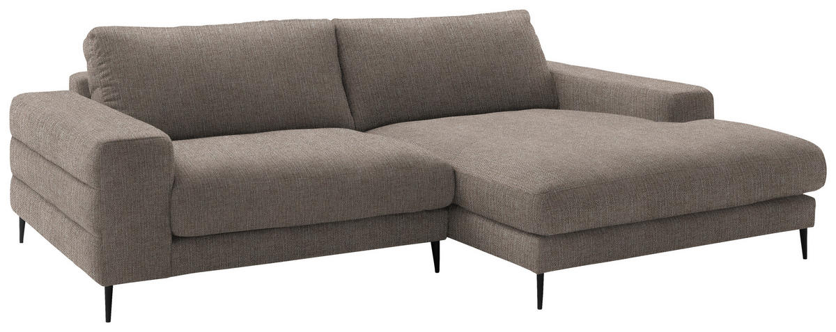ECKSOFA in Flachgewebe Taupe  - Taupe/Schwarz, Design, Textil/Metall (253/177cm) - Dieter Knoll