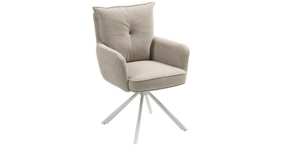 ARMLEHNSTUHL in Feincord - Taupe/Creme, Design, Textil/Metall (61/95/67cm) - Novel