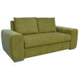 SCHLAFSOFA in Mikrofaser Grün  - Chromfarben/Grün, Design, Holz/Textil (199/92/97cm) - Hom`in