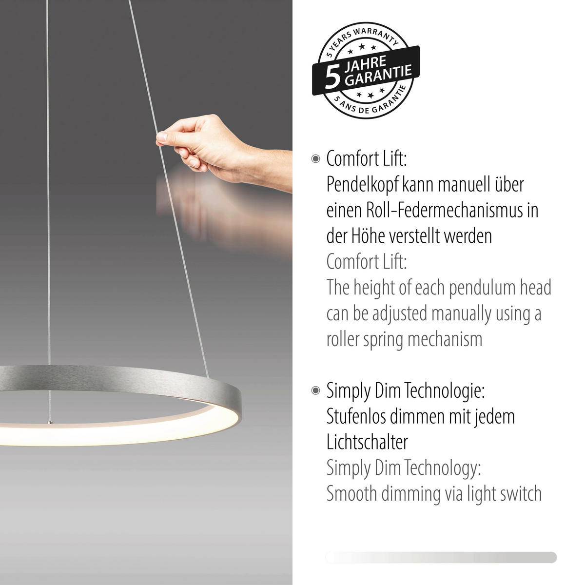 LED FÜGGESZTÉK - alumínium színű, Design, műanyag/fém (57/200/200cm)