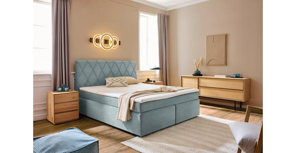 BOXSPRINGBETT 180/200 cm in Hellgrau - Hellgrau/Schwarz, Design, Kunststoff/Textil (180/200cm) - Xora