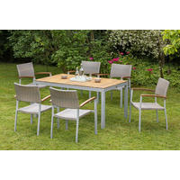 GARTENTISCH 150/90/74 cm Holz, Metall rechteckig  - Silberfarben/Akaziefarben, ROMANTIK / LANDHAUS, Holz/Metall (150/90/74cm) - Gardenson