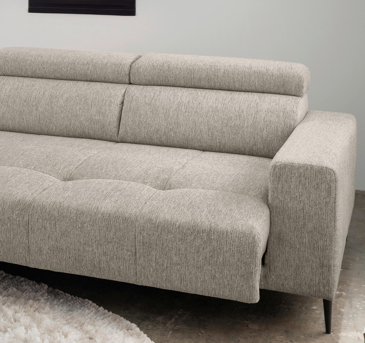 ECKSOFA Beige Chenille  - Beige/Schwarz, KONVENTIONELL, Textil/Metall (188/276cm) - Livetastic