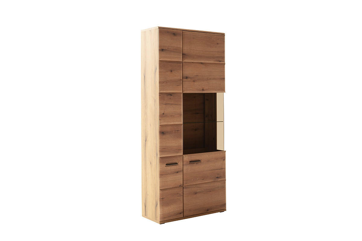 VITRINE in Eichefarben  - Eichefarben/Anthrazit, Design, Glas/Holzwerkstoff (90/206/38cm) - Livetastic