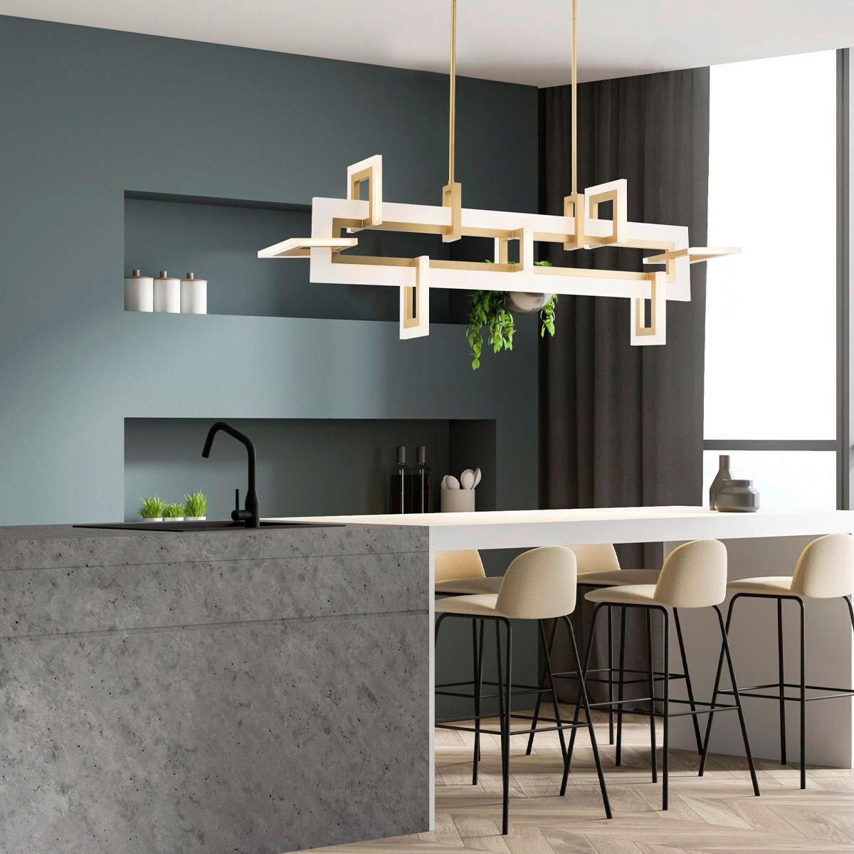 LED-HÄNGELEUCHTE 122,8/50/23,1 cm    - Messingfarben, Design, Glas/Metall (122,8/50/23,1cm) - Elstead Lighting