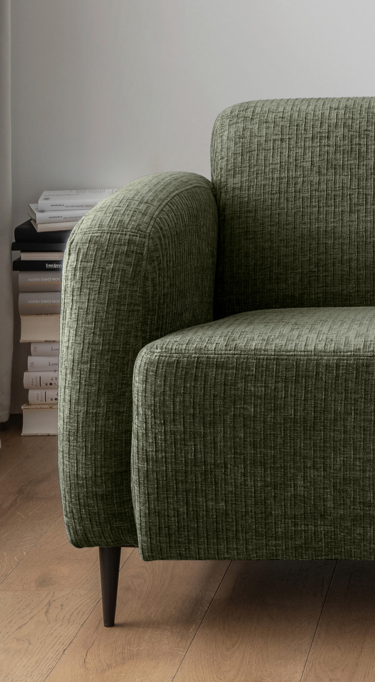 3-SITZER-SOFA in Mikrofaser Olivgrün  - Schwarz/Olivgrün, Modern, Textil/Metall (180/76/90cm) - Livetastic