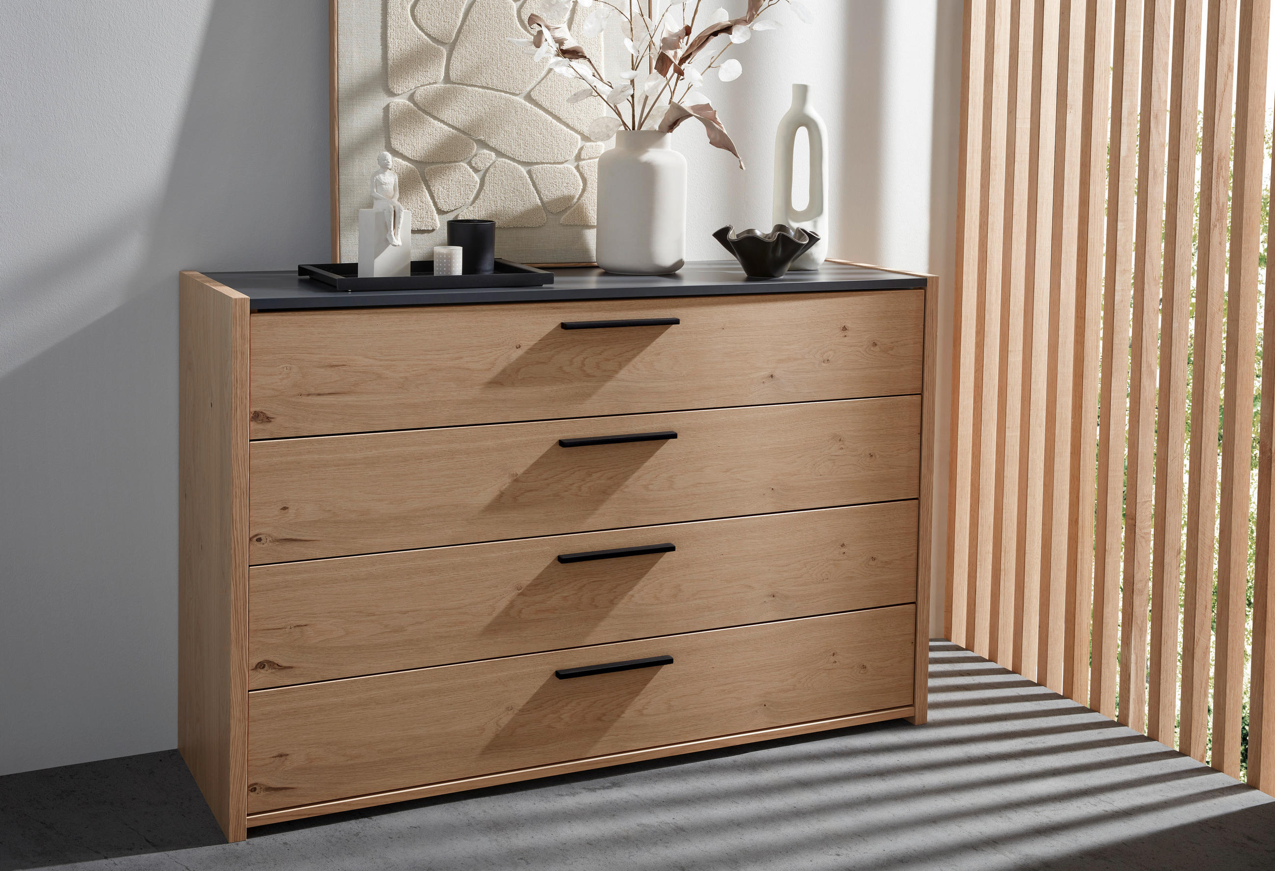 SIDEBOARD Neva  in 125,2/82,7/46 cm  - Eichefarben/Anthrazit, KONVENTIONELL, Holzwerkstoff/Metall (125,2/82,7/46cm) - Dieter Knoll