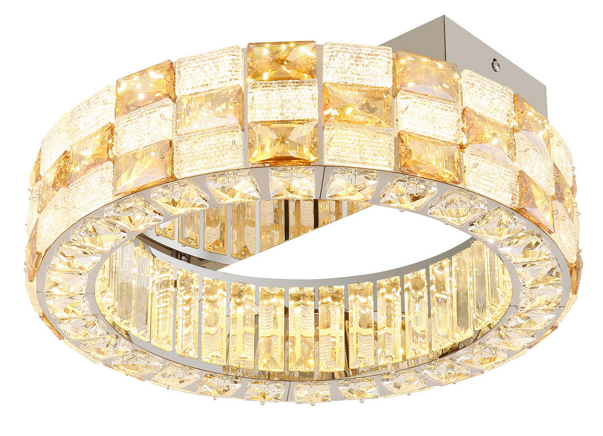 LED-DECKENLEUCHTE Lidia 40/14 cm  - Klar/Chromfarben, KONVENTIONELL, Glas/Metall (40/14cm) - Globo