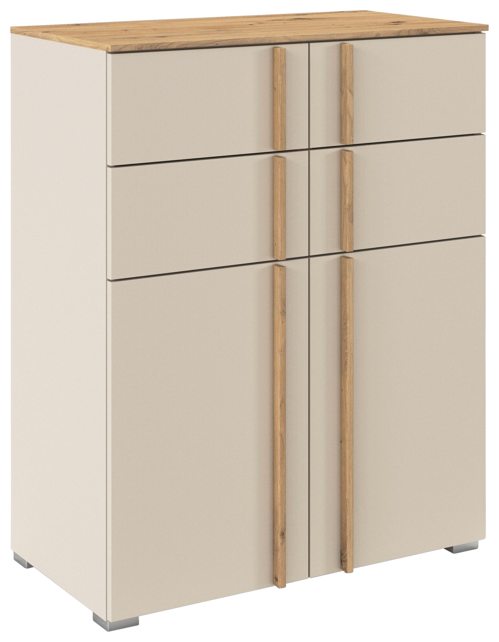 KOMMODE , 80/100/42 cm, 4 Schublade(n)  - Champagner/Alufarben, Design, Holz/Holzwerkstoff (80/100/42cm) - Stylife