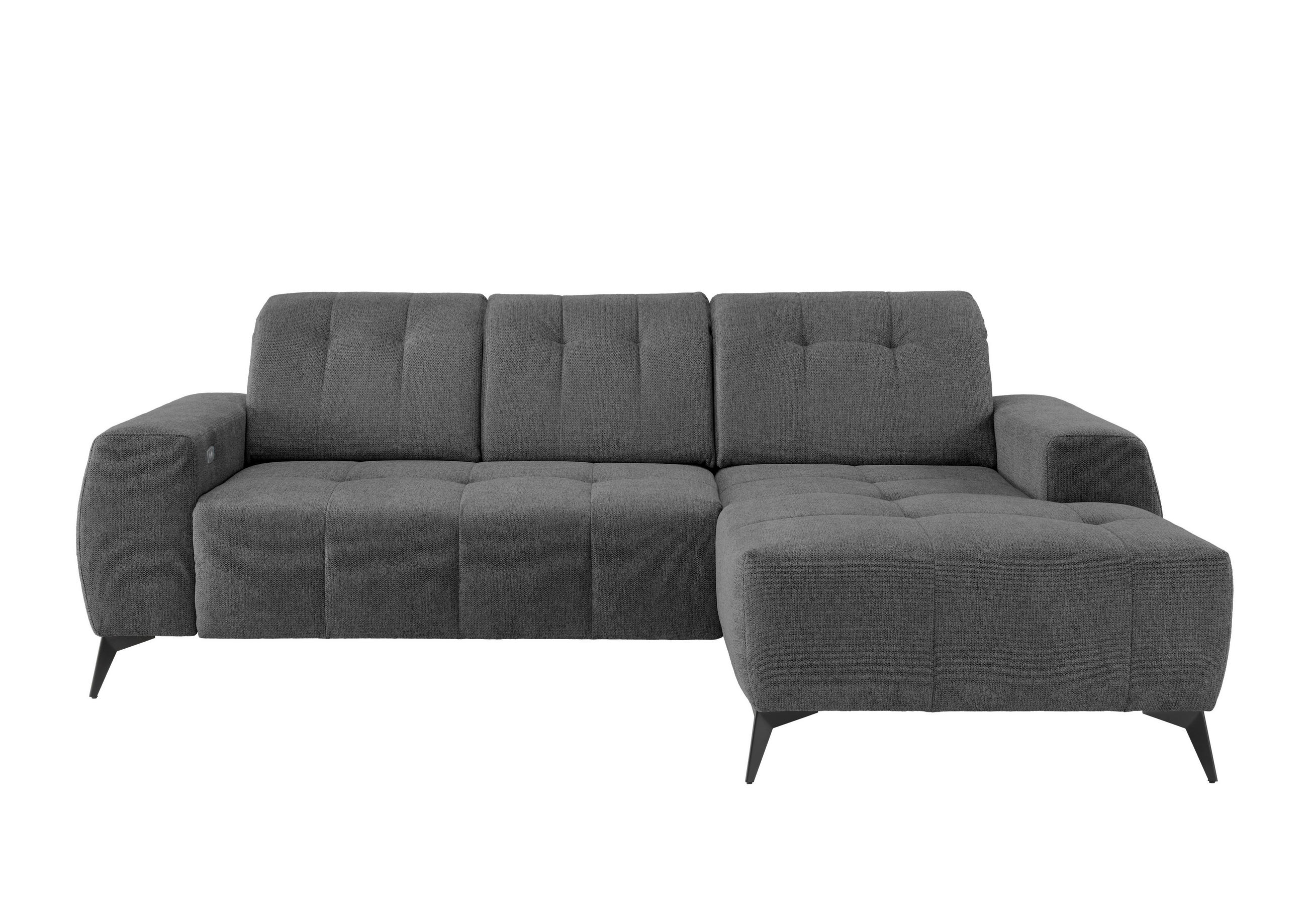 ECKSOFA Anthrazit Chenille - Anthrazit/Schwarz, MODERN, Textil/Metall (258/180cm) - Livetastic