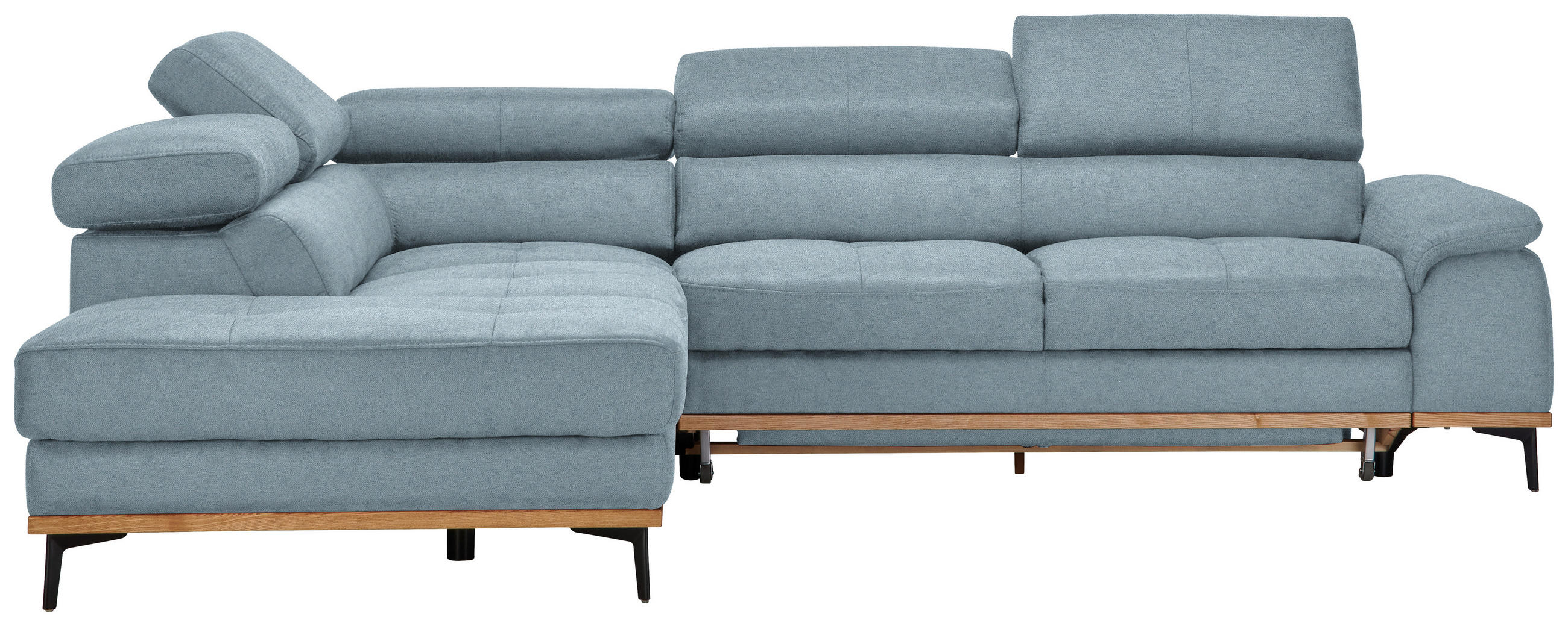 ECKSOFA in Lederlook Hellblau  226/282 cm  - Schwarz/Hellblau, Natur, Holz/Textil (226/282cm) - Novel