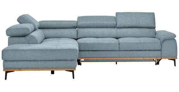 ECKSOFA in Lederlook Hellblau 226/282 cm - Schwarz/Hellblau, Natur, Holz/Textil (226/282cm) - Novel