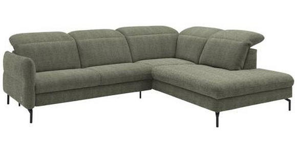 ECKSOFA in Flachgewebe Grün 299-313/233 cm - Schwarz/Grün, Design, Textil/Metall (299-313/233cm) - Dieter Knoll