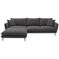 ECKSOFA Taupe Webstoff  - Taupe/Schwarz, KONVENTIONELL, Textil/Metall (196/304cm) - Hom`in