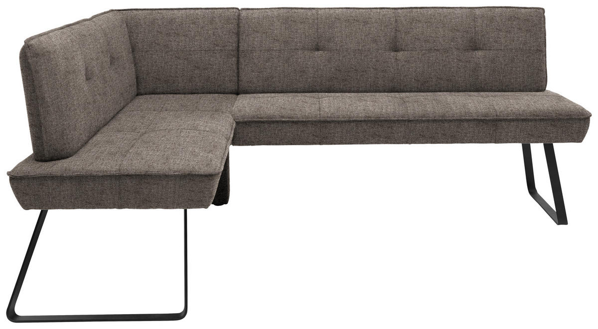 ECKBANK 134/192 cm Flachgewebe Schwarz, Hellbraun Metall   - Hellbraun/Schwarz, Design, Textil/Metall (134/192cm) - Dieter Knoll
