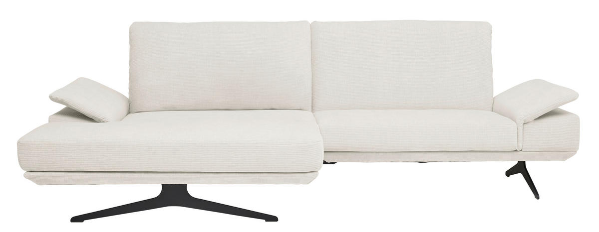 ECKSOFA in Flachgewebe Creme  - Creme/Schwarz, Design, Textil/Metall (155/284cm) - Koinor