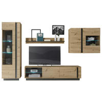 WOHNWAND 4-teilig  in Grau, Eiche Artisan  315/194/40 cm  - Eiche Artisan/Grau, Design, Glas/Holzwerkstoff (315/194/40cm) - MID.YOU