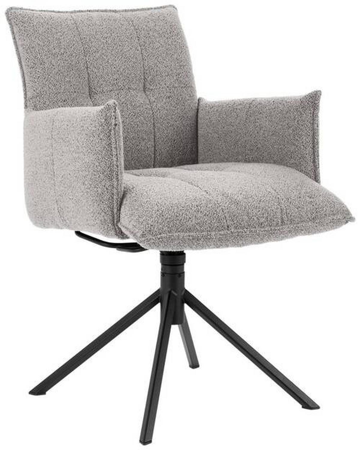 ARMLEHNSTUHL  in Flachgewebe  - Greige/Hellgrau, Design, Textil/Metall (55/85/65cm) - Valnatura