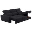 ECKSOFA in Velours Anthrazit  - Anthrazit/Schwarz, KONVENTIONELL, Kunststoff/Textil (285/177cm) - Carryhome
