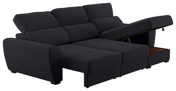 ECKSOFA in Velours Anthrazit  - Anthrazit/Schwarz, KONVENTIONELL, Kunststoff/Textil (285/177cm) - Carryhome