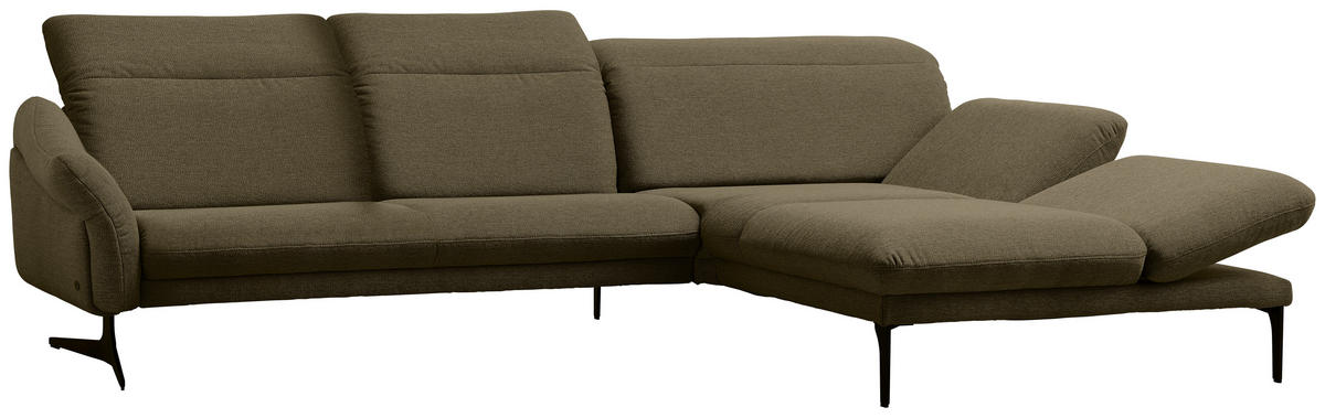 ECKSOFA in Webstoff Dunkelgrün  - Dunkelgrün/Anthrazit, Design, Textil/Metall (299/203cm) - Himolla