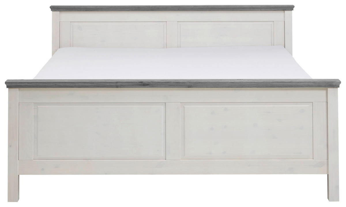 BETT 200/200 cm  in Grau, Weiß  - Weiß/Grau, ROMANTIK / LANDHAUS, Holz (200/200cm) - Boxxx