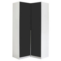 ECKKLEIDERSCHRANK 100/210/102 cm  - Weiss/Dunkelgrau, Konventionell, Glas/Holzwerkstoff (100/210/102cm) - Xora
