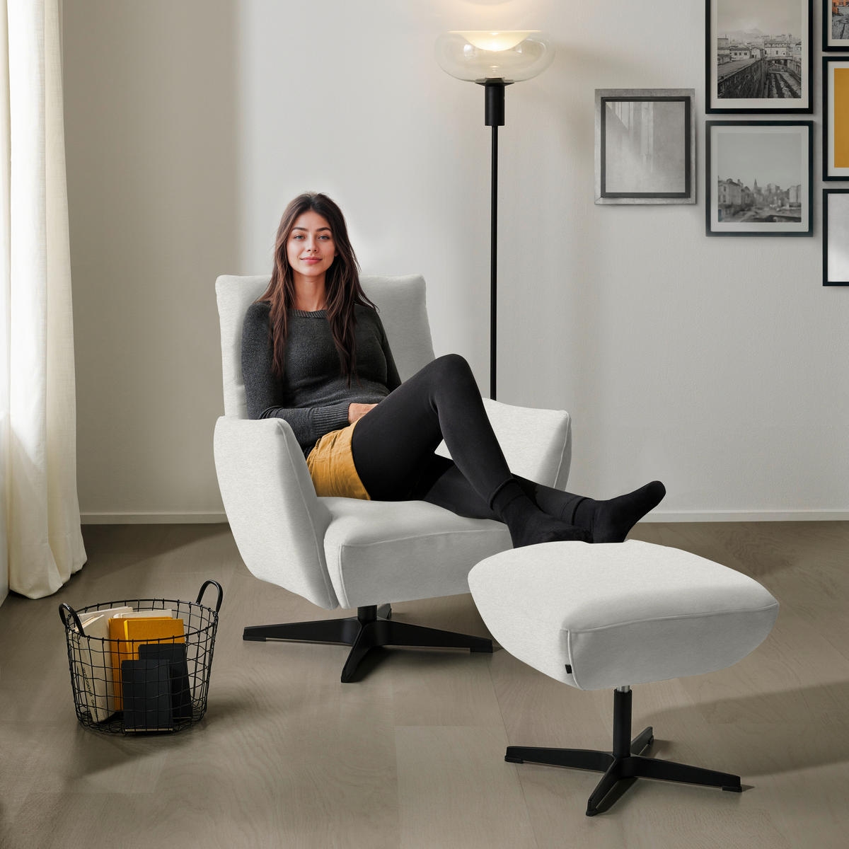 SESSEL in Teddystoff Weiß  - Schwarz/Weiß, Design, Textil/Metall (60/94/86cm) - Dieter Knoll