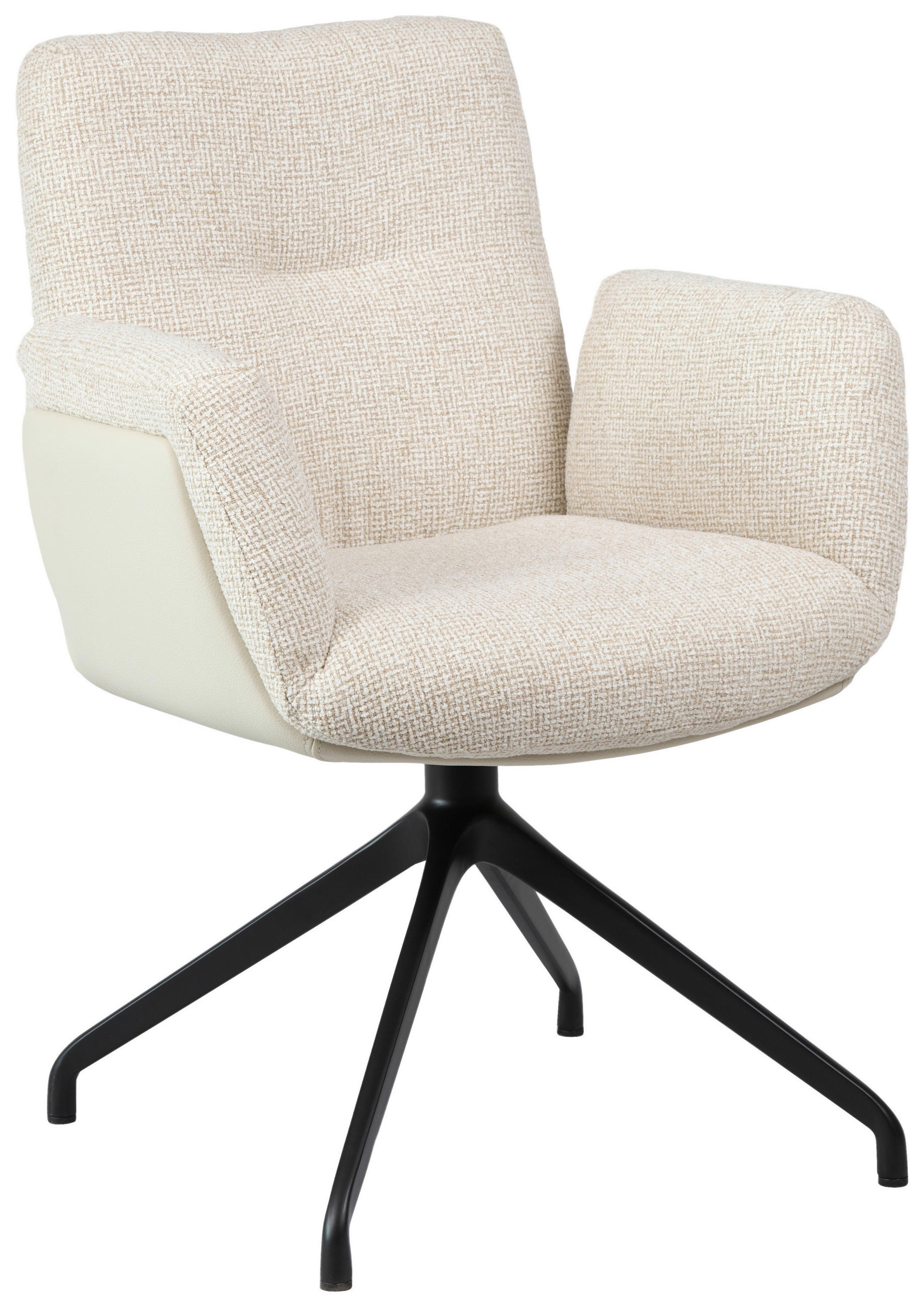 ARMLEHNSTUHL  Sitzfläche 360° drehbar, automatische Rückholfunktion Webstoff  Beige, Schwarz  - Beige/Schwarz, Design, Textil/Metall (62/89/66,5cm) - Johann Jakob