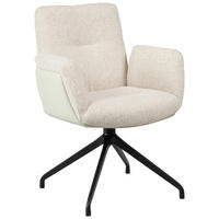 ARMLEHNSTUHL  Sitzfläche 360° drehbar, automatische Rückholfunktion Webstoff  Beige, Schwarz  - Beige/Schwarz, Design, Textil/Metall (62/89/66,5cm) - Johann Jakob