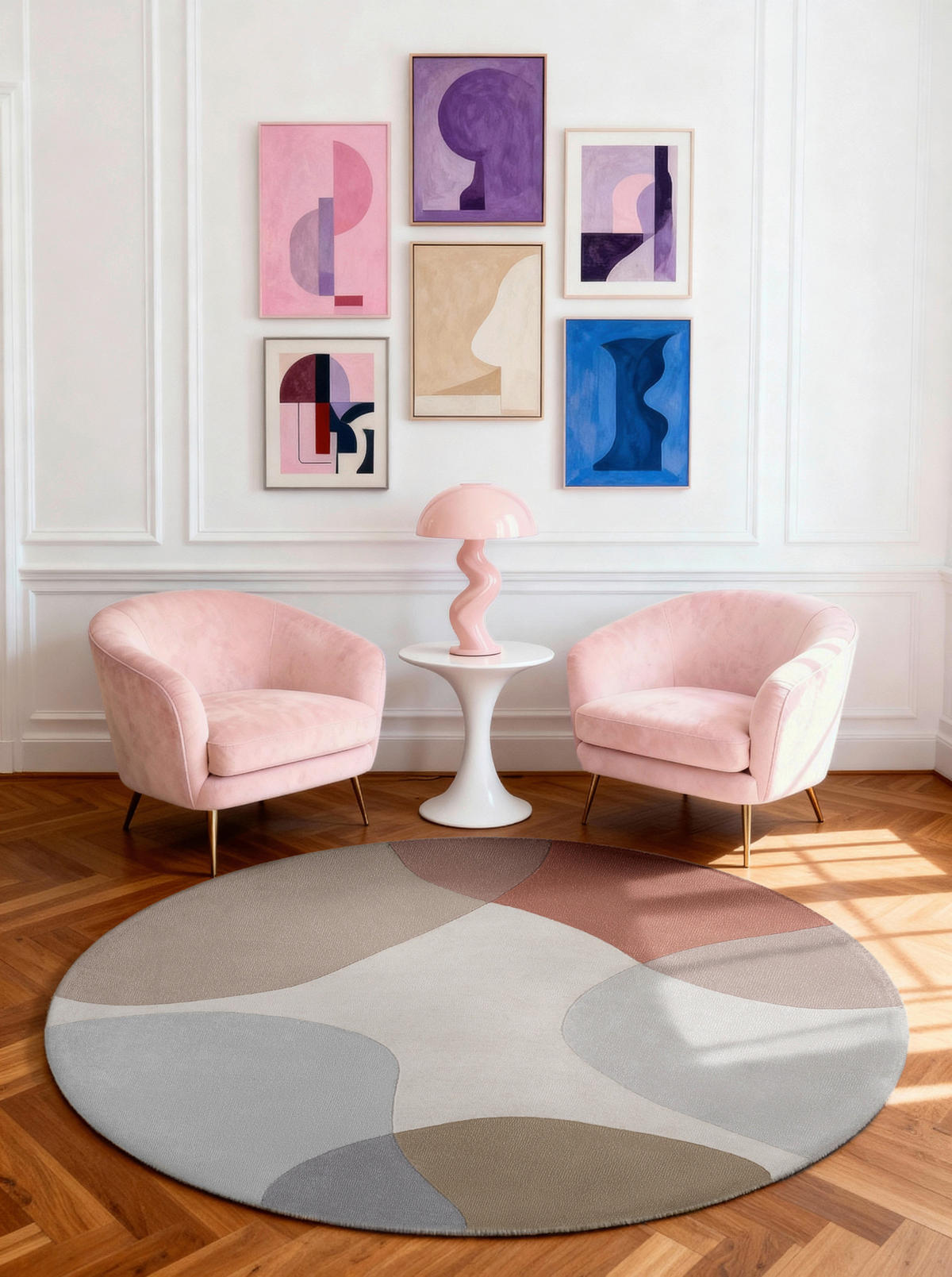 WOLLTEPPICH 160 cm Hackney Creme, Multicolor, Pastellblau Blatt  - Pastellblau/Multicolor, Basics, Textil (160cm) - Ted Baker