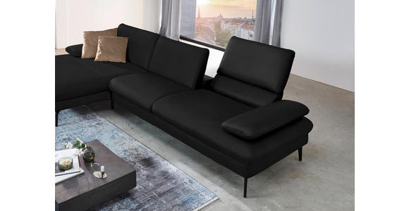 ECKSOFA in Echtleder Schwarz  - Schwarz, Design, Leder/Metall (157/325cm) - Dieter Knoll