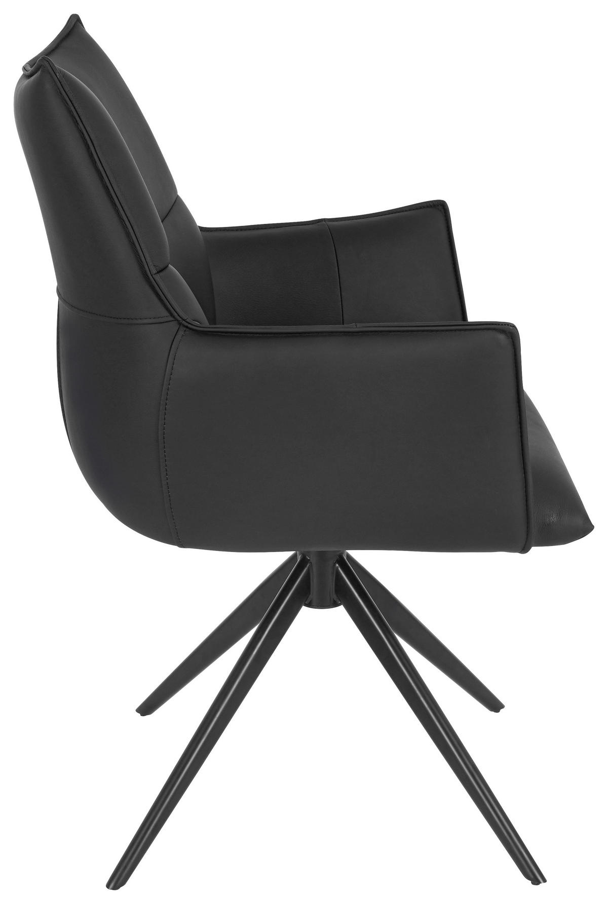 SCAUN CU BRAțE in negru  - negru, Design, metal/piele (62/91/62cm) - Novel