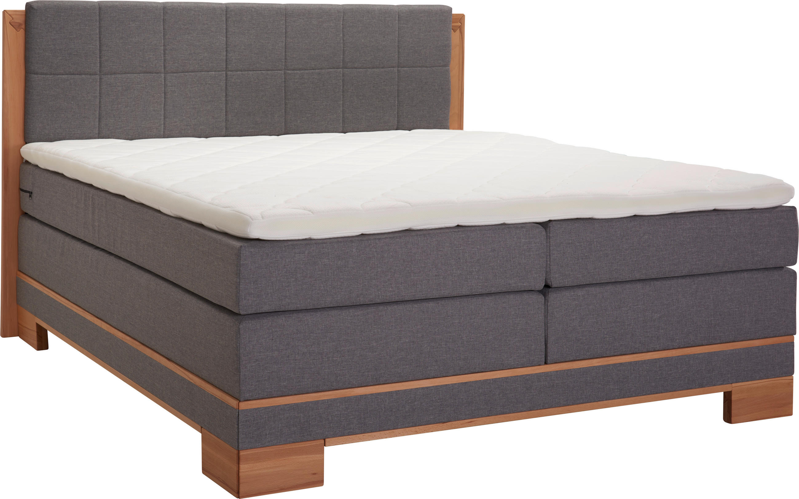 BOXSPRINGBETT 140/200 cm  in Grau, Buchefarben  - Buchefarben/Grau, Natur, Holz/Textil (140/200cm) - Linea Natura