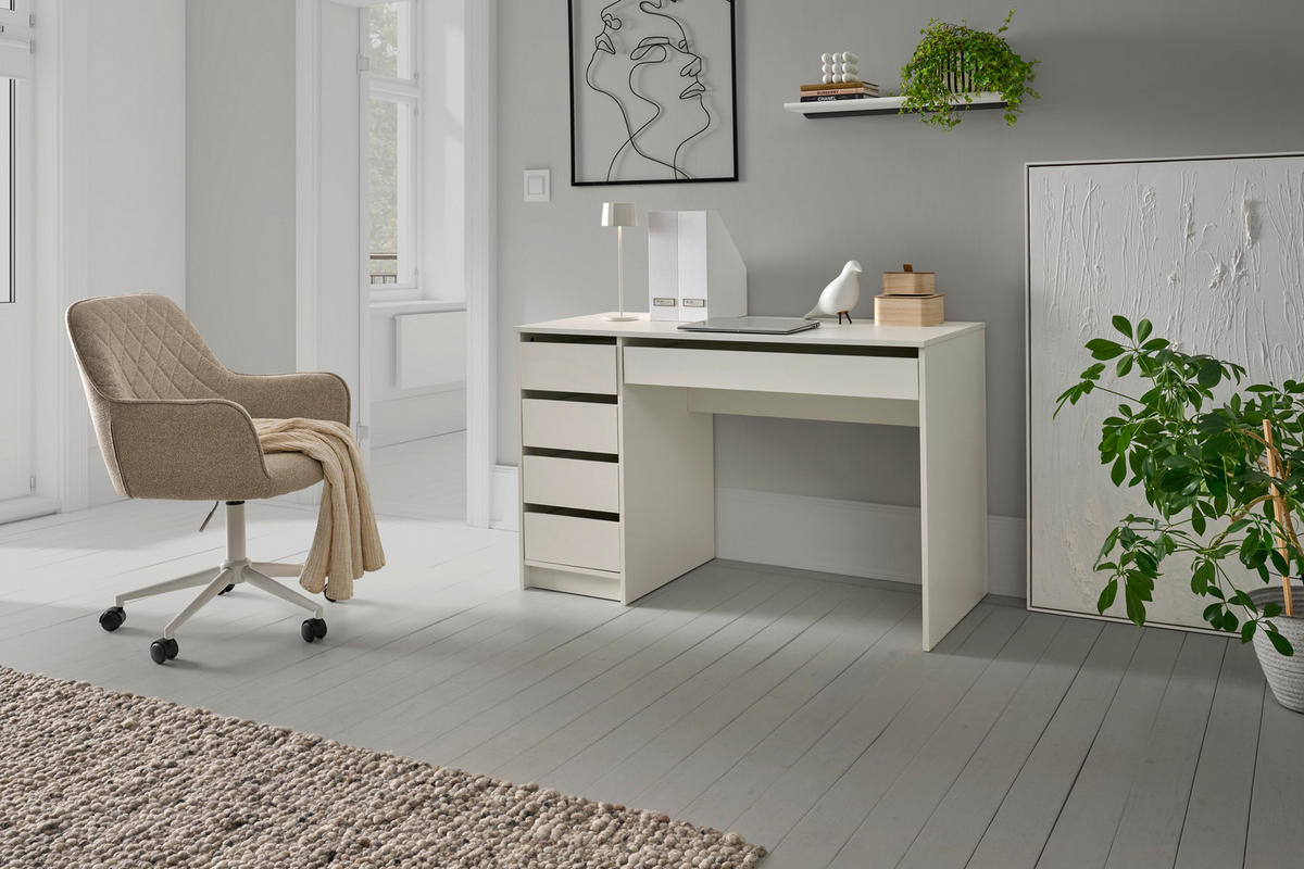 SCHREIBTISCH  Weiss   - Weiss, Modern, Holzwerkstoff (153.5/76/55cm) - MID.YOU