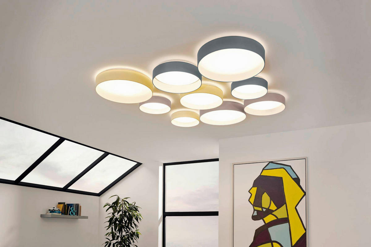 TAKLAMPA Palomaro 18 W 40,5/10 cm  - vit/antracit, Klassisk, textil/plast (40,5/10cm) - Eglo